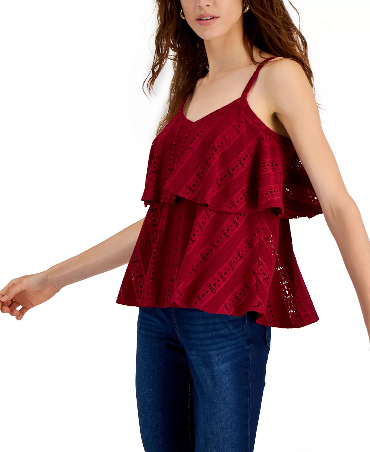 INC International Concepts Women's Lace Eyelet Tank Top, Created For Macy's 1 INC International Concepts Women's Lace Eyelet Tank Top, Created For Macy's