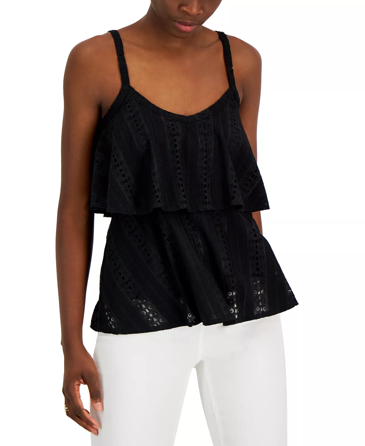 INC International Concepts Women's Lace Eyelet Tank Top, Created For Macy's 2 INC International Concepts Women's Lace Eyelet Tank Top, Created For Macy's - Image 2