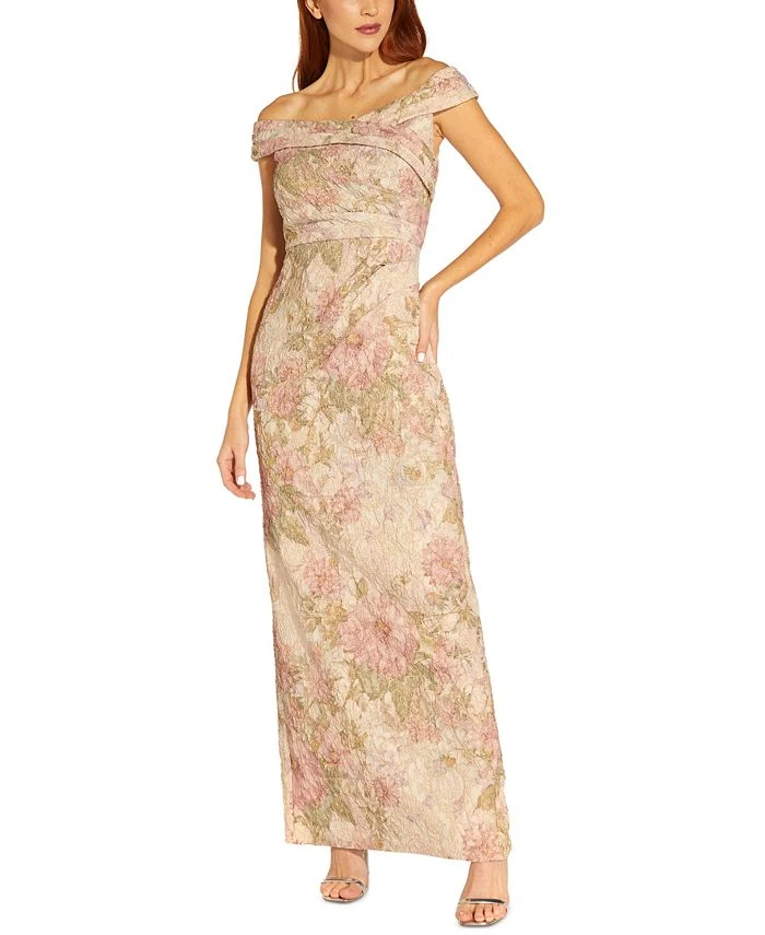 Adrianna Papell Off-The-Shoulder Floral Gown 1 Adrianna Papell Off-The-Shoulder Floral Gown