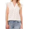 CeCe Women's Flutter-Sleeve Embroidered Eyelet Blouse