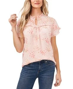 CeCe Women's Ruffled Tie V-Neck Top