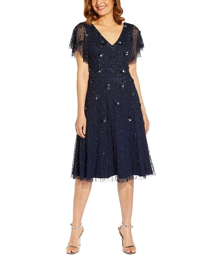 Adrianna Papell Floral Beaded Party Dress 1 Adrianna Papell Floral Beaded Party Dress