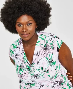 Kasper Plus Size Printed Cowlneck Top -Anne Klein Sales Store 21584245 fpx