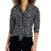 Charter Club Women's Floral Tie-Neck Blouse, Created For Macy's