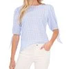 CeCe Women's Gingham Tie-Sleeve Blouse