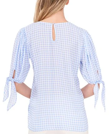 CeCe Women's Gingham Tie-Sleeve Blouse 2 CeCe Women's Gingham Tie-Sleeve Blouse - Image 2