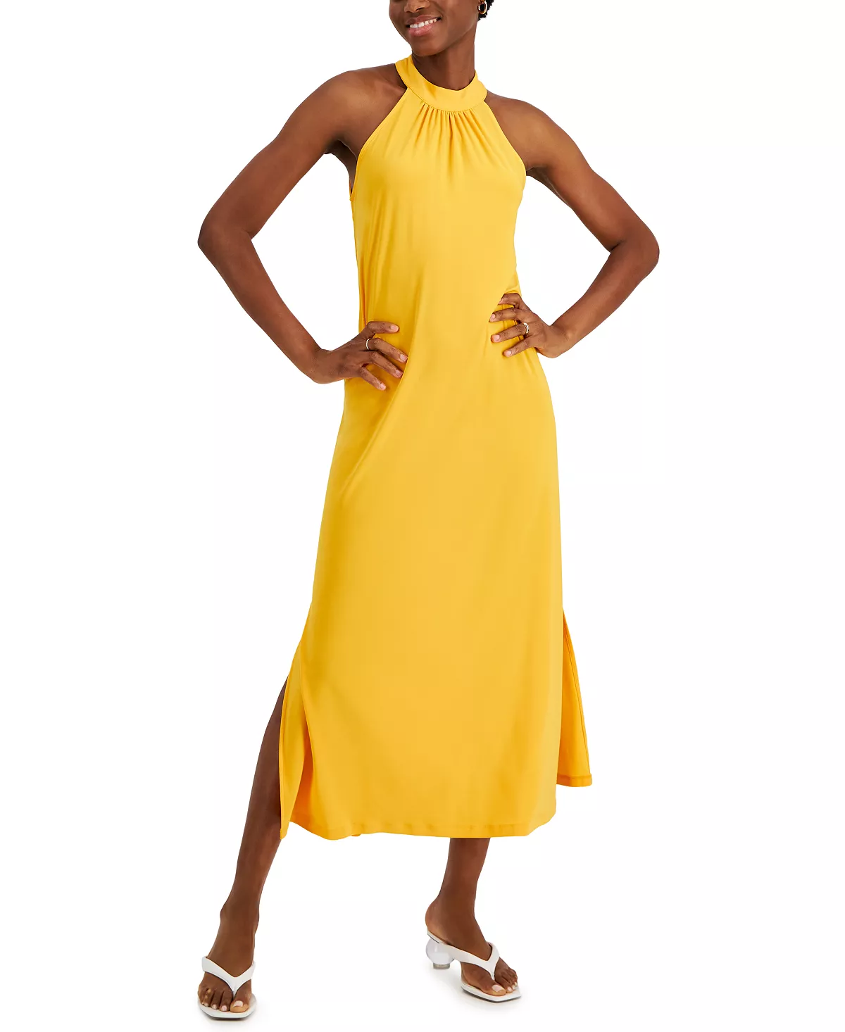 Bar III Women's Halter Side-Slit Dress, Created For Macy's 1 Bar III Women's Halter Side-Slit Dress, Created For Macy's