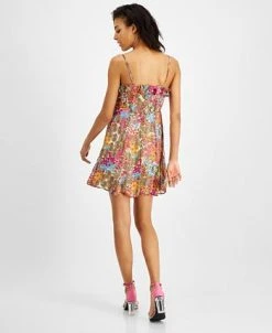 Bar III Women's Ruffled-Neck Fit & Flare Dress, Created For Macy's -Anne Klein Sales Store 21588202 fpx