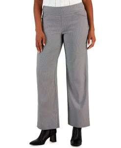 Charter Club Women's Pull-On Wide-Leg Houndstooth Pants, Created For Macy's