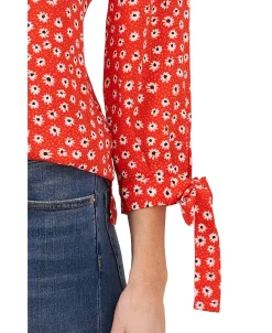 CeCe Women's Floral-Print Tie-Sleeve Top -Anne Klein Sales Store 21604784 fpx