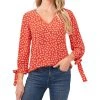 CeCe Women's Floral-Print Tie-Sleeve Top