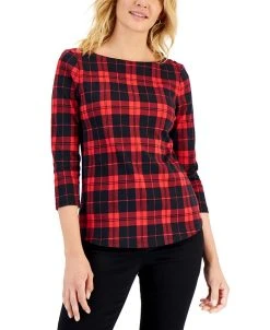 Charter Club Women's Cotton Plaid Top, Created For Macy's
