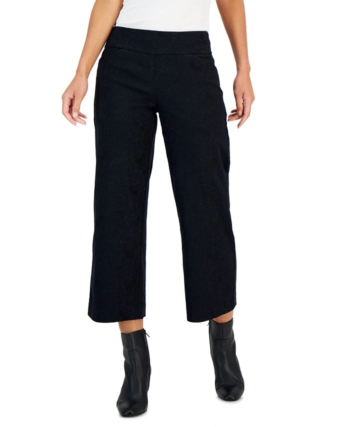 Charter Club Women's Jacquard Pull-On Wide-Leg Cropped Pants, Created For Macy's 1 Charter Club Women's Jacquard Pull-On Wide-Leg Cropped Pants, Created For Macy's