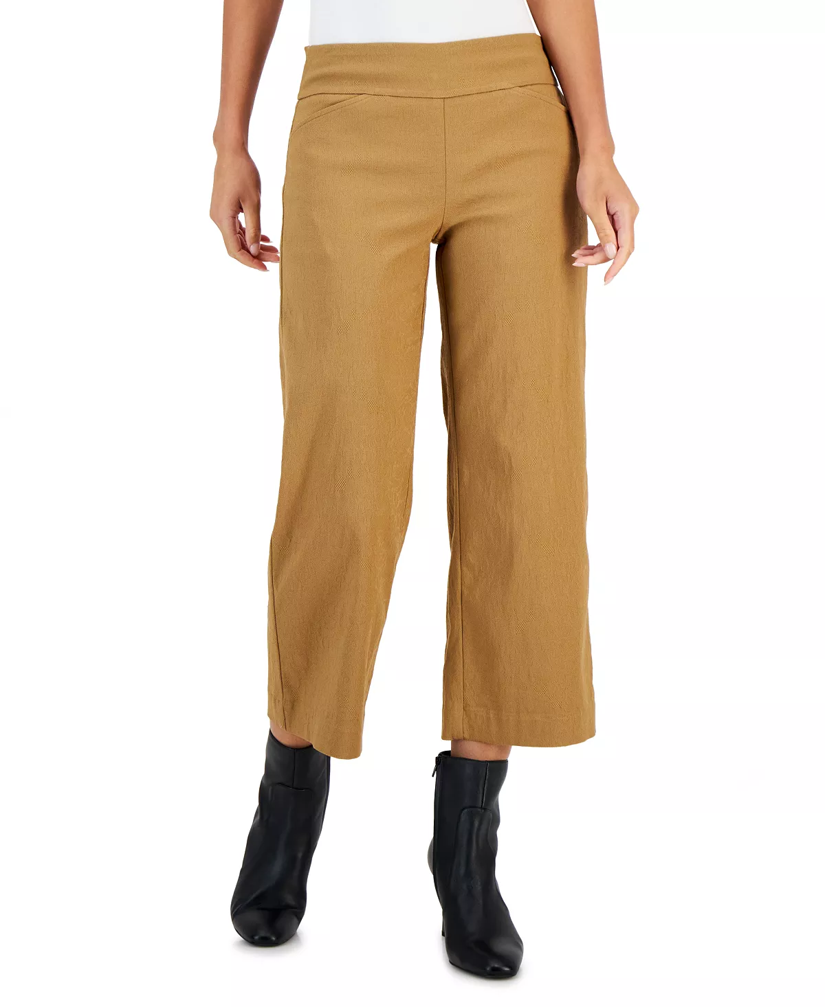 Charter Club Women's Jacquard Pull-On Wide-Leg Cropped Pants, Created For Macy's 6 Charter Club Women's Jacquard Pull-On Wide-Leg Cropped Pants, Created For Macy's - Image 6