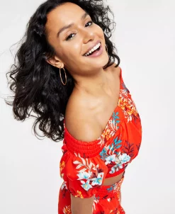 Bar III Women's Printed Off-The-Shoulder Smocked Top, Created For Macy's 6 Bar III Women's Printed Off-The-Shoulder Smocked Top, Created For Macy's -Anne Klein Sales Store 21617715 fpx