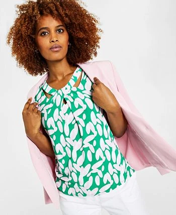 Kasper Women's Printed Twist-Neck Blouse 3 Kasper Women's Printed Twist-Neck Blouse - Image 3