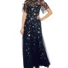 Adrianna Papell Women's Embroidered Split-Sleeve Gown