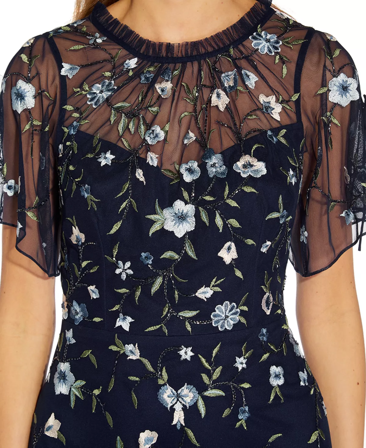 Adrianna Papell Women's Embroidered Split-Sleeve Gown 3 Adrianna Papell Women's Embroidered Split-Sleeve Gown - Image 3