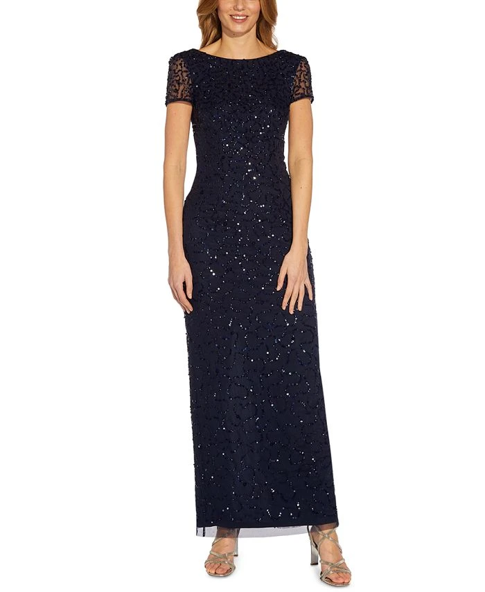 Papell Studio Women's Low-Back Beaded Gown 1 Papell Studio Women's Low-Back Beaded Gown