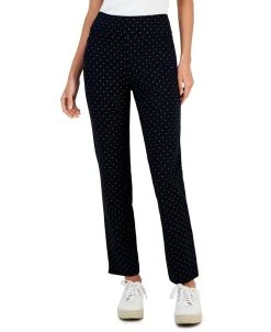 Charter Club Women's Afternoon Dot-Print Cambridge Ponté-Knit Pants, Created For Macy's
