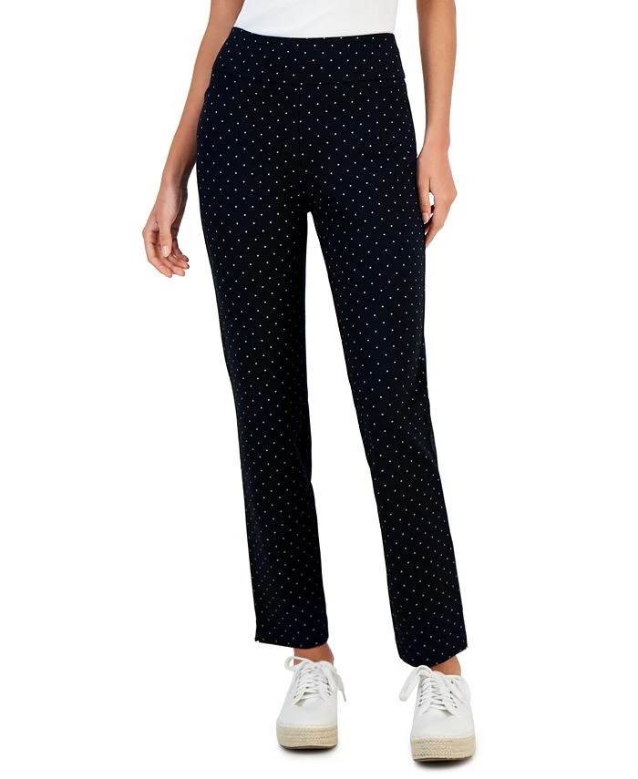 Charter Club Women's Afternoon Dot-Print Cambridge Ponté-Knit Pants, Created For Macy's 1 Charter Club Women's Afternoon Dot-Print Cambridge Ponté-Knit Pants, Created For Macy's