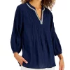 Charter Club Women's Puff-Sleeve Linen Tunic, Created For Macy's