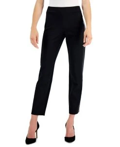 JM Collection Women's Faux-Leather-Stripe Ponté-Knit Pants, Created For Macy's