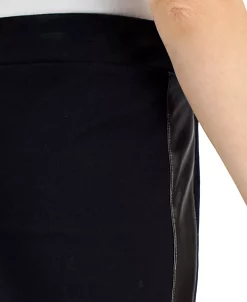 JM Collection Women's Faux-Leather-Stripe Ponté-Knit Pants, Created For Macy's -Anne Klein Sales Store 21688126 fpx