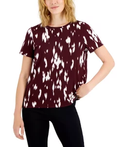 Alfani Women's Printed Crewneck T-Shirt, Created For Macy's