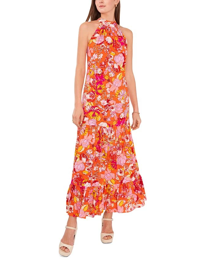 Vince Camuto Women's Challis Printed Halter Maxi Dress 1 Vince Camuto Women's Challis Printed Halter Maxi Dress