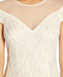 Adrianna Papell Women's Illusion-Trim Beaded Dress 7 Adrianna Papell Women's Illusion-Trim Beaded Dress -Anne Klein Sales Store 21714541 fpx