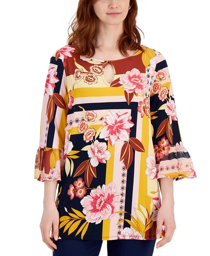 JM Collection Women's Printed Bell-Sleeve Top, Created For Macy's 1 JM Collection Women's Printed Bell-Sleeve Top, Created For Macy's