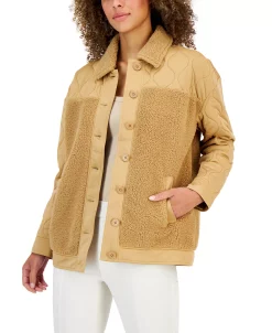 Style & Co Women's Quilted Fleece Jacket, Created For Macy's