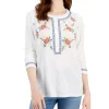 Style & Co Women's Cotton Embroidered Shirt, Created For Macy's