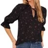 CeCe Women's Tie-Neck Floral-Print Blouse