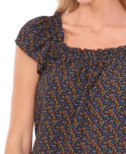 CeCe Women's Ruffled Square-Neckline Floral Blouse -Anne Klein Sales Store 21731281 fpx