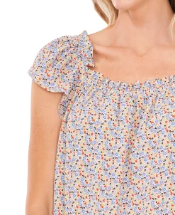 CeCe Women's Ruffled Square-Neckline Floral Blouse -Anne Klein Sales Store 21731296 fpx