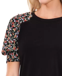 CeCe Women's Mixed-Media Puff-Sleeve Top -Anne Klein Sales Store 21731383 fpx