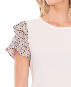 CeCe Women's Mixed-Media Top -Anne Klein Sales Store 21731442 fpx