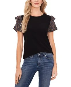 CeCe Women's Mixed-Media Top