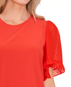 CeCe Women's Clip-Dot Ruffled Top -Anne Klein Sales Store 21731461 fpx