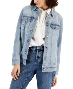 Style & Co Women's Denim Trucker Jacket, Created For Macy's