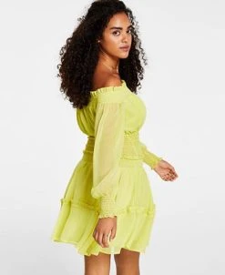 Bar III Women's Off-The-Shoulder Smocked Cropped Top, Created For Macy's -Anne Klein Sales Store 21742801 fpx