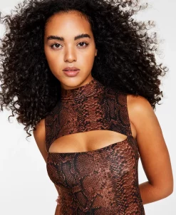 Bar III Women's Front-Cutout Printed Bodycon Dress, Created For Macy's -Anne Klein Sales Store 21748665 fpx