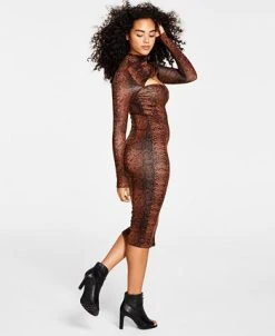 Bar III Women's Front-Cutout Printed Bodycon Dress, Created For Macy's -Anne Klein Sales Store 21748686 fpx