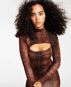 Bar III Women's Front-Cutout Printed Bodycon Dress, Created For Macy's -Anne Klein Sales Store 21748687 fpx