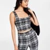 Bar III Women’s Plaid-Print Tank Top, Created For Macy’s