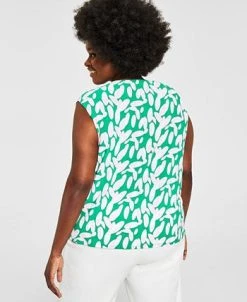 Kasper Plus Size Sleeveless Printed Twist-Neck Top -Anne Klein Sales Store 21760605 fpx