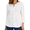 Karen Scott Women's 3/4-Sleeve Crochet Detail Top, Created For Macy's