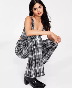 Bar III Women’s Plaid-Print Flare-Leg Pants, Created For Macy’s -Anne Klein Sales Store 21817214 fpx